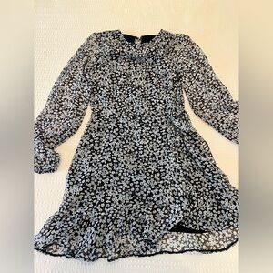 Abercrombie & Fitch Black, light blue and red wine, long sleeve Floral Dress.